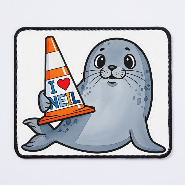 Item preview, Neil the Seal Holding Favorite Traffic Cone designed and sold by duduartwork.