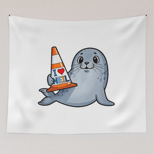 Item preview, Neil the Seal Holding Favorite Traffic Cone designed and sold by duduartwork.