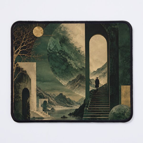 Item preview, Dark Surreal Dreamscape Solitary Figure Ancient Ascent designed and sold by Aureva Arts Shop.