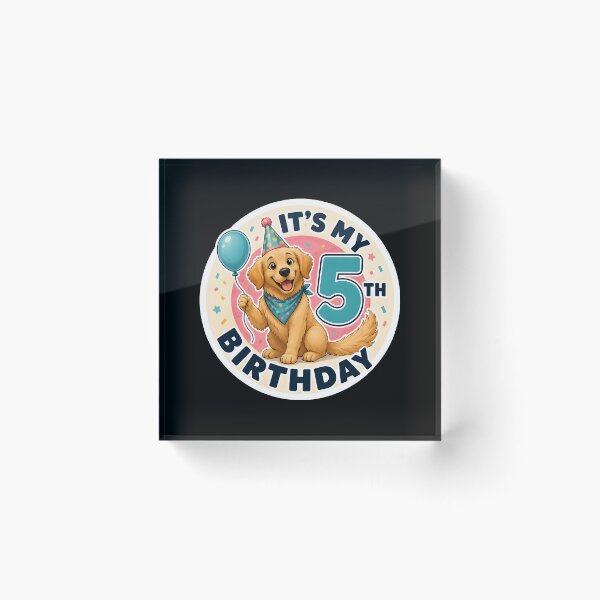 Item preview, Cute Dog 5th Birthday Party Outfit Kids 5 Years Old designed and sold by DrawHandArt.