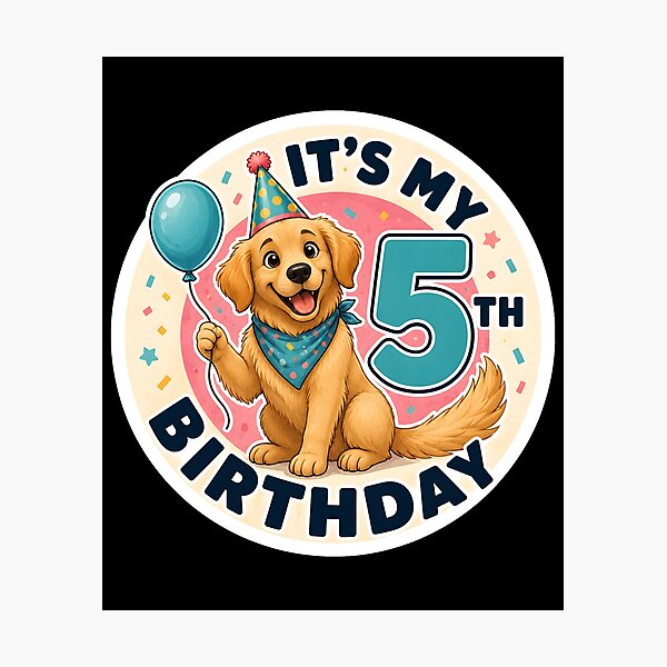 Item preview, Cute Dog 5th Birthday Party Outfit Kids 5 Years Old designed and sold by DrawHandArt.