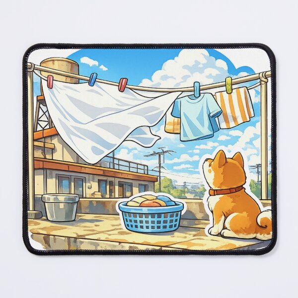 Item preview, Showa Apartment Rooftop Shiba Inu Sticker | Cute Japanese Everyday Life Dog Illustration designed and sold by kawaii animal store (in Japan).
