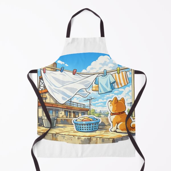 Item preview, Showa Apartment Rooftop Shiba Inu Sticker | Cute Japanese Everyday Life Dog Illustration designed and sold by kawaii animal store (in Japan).