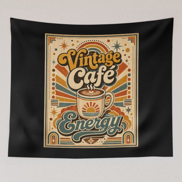 Item preview, Vintage Cafe Energy Retro Coffee Poster designed and sold by Sketchlegacy.