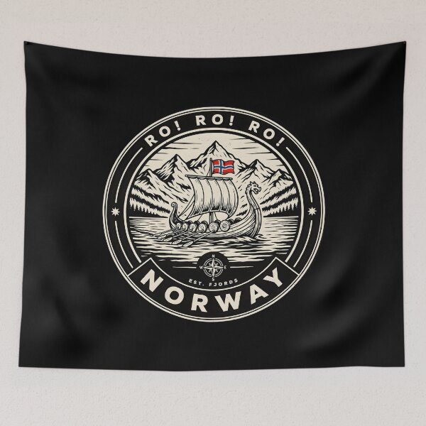 Item preview, Row Row Row Norway Scandinavian Longship and Norwegian Flag designed and sold by Redgiant87x.