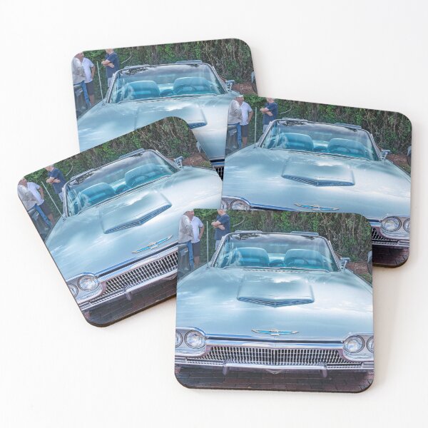 Item preview, 1963 Ford Thunderbird Roadster Light Blue Metallic Technical Blueprint Car Poster designed and sold by RichFrancoCars.