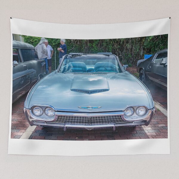 Item preview, 1963 Ford Thunderbird Roadster Light Blue Metallic Technical Blueprint Car Poster designed and sold by RichFrancoCars.