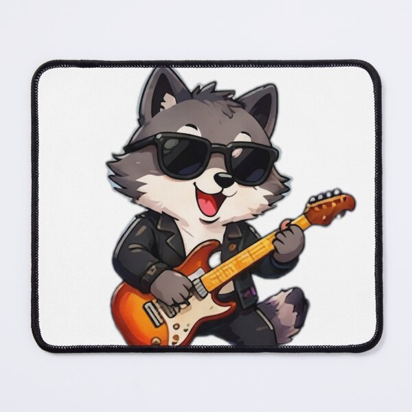 Item preview, Cool Rockstar Raccoon Playing Guitar Kawaii Sticker designed and sold by DailyDoodlesBySumbul.