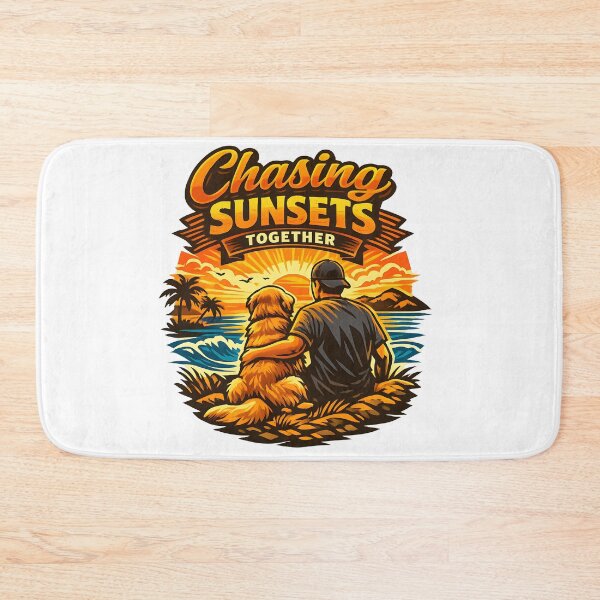 Item preview, Chasing Sunsets Together Man and Golden Retriever Sticker designed and sold by Sahil Randhawa.