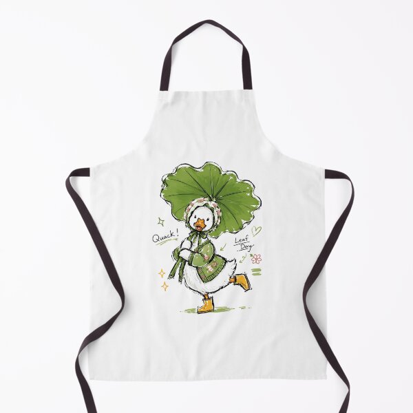 Item preview, Cute Duck with Leaf Umbrella & Floral Bonnet – Whimsical Hand-Drawn Art designed and sold by RamyGallery.
