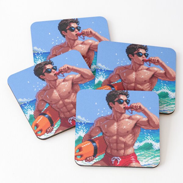 Item preview, Pixel Art Muscular Lifeguard Beach Retro 8-Bit Style Main designed and sold by ZhivanCrimson.