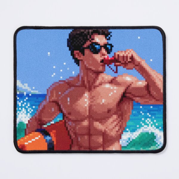 Item preview, Pixel Art Muscular Lifeguard Beach Retro 8-Bit Style Main designed and sold by ZhivanCrimson.