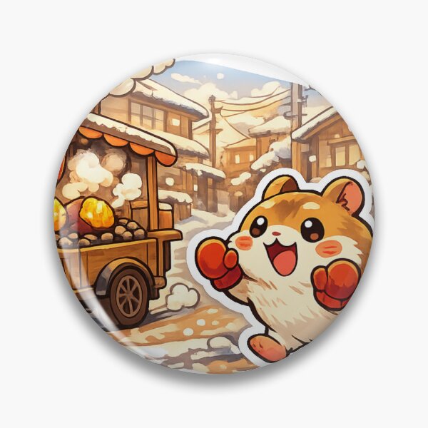 Item preview, Cute Hamster Chasing Yakiimo Truck Sticker – Japanese Showa Winter Kawaii Design designed and sold by kawaii animal store (in Japan).