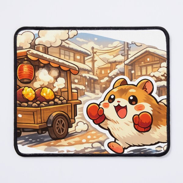 Item preview, Cute Hamster Chasing Yakiimo Truck Sticker – Japanese Showa Winter Kawaii Design designed and sold by kawaii animal store (in Japan).