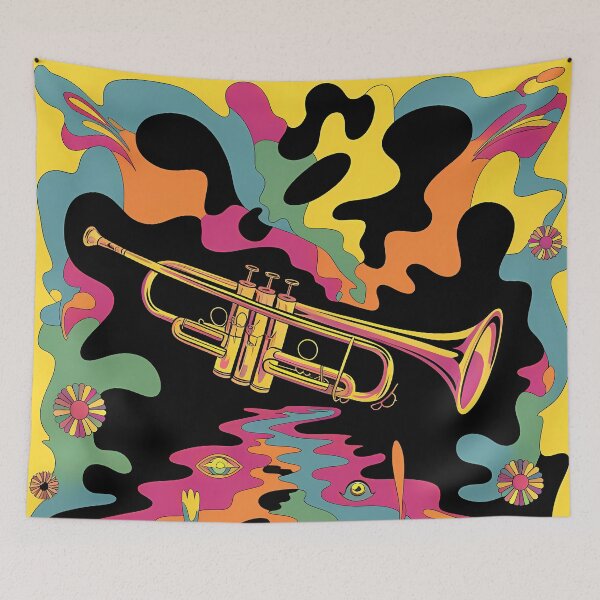Item preview, Psychedelic Retro Trumpet  - International Jazz Day designed and sold by Art-Arcade6.