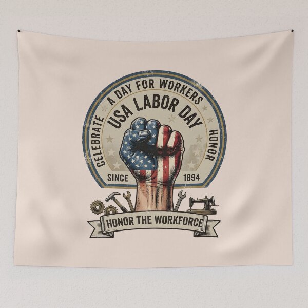 Item preview, Vintage USA Patriotic Apparel American Workforce Print designed and sold by K Design Store.