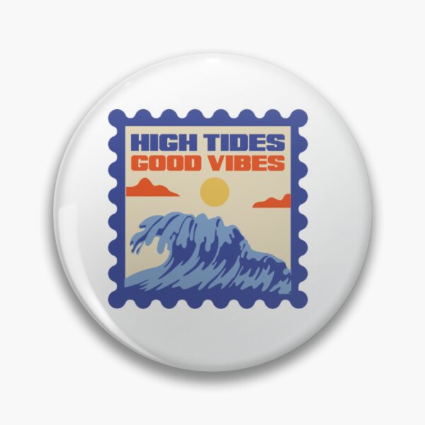 Item preview, High Tides Good Vibes Surf Stamp Print designed and sold by velorea.
