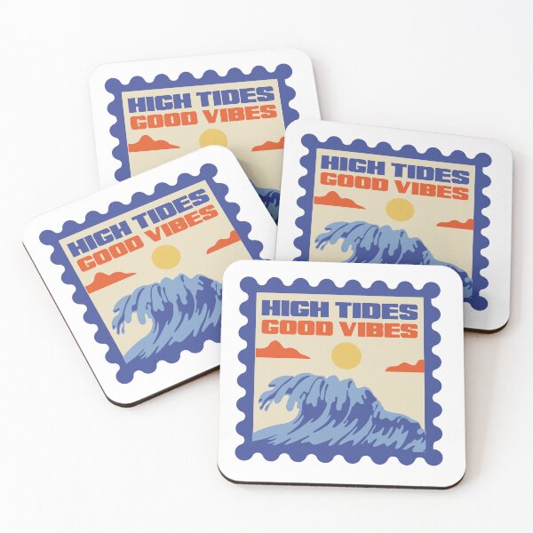 Item preview, High Tides Good Vibes Surf Stamp Print designed and sold by velorea.