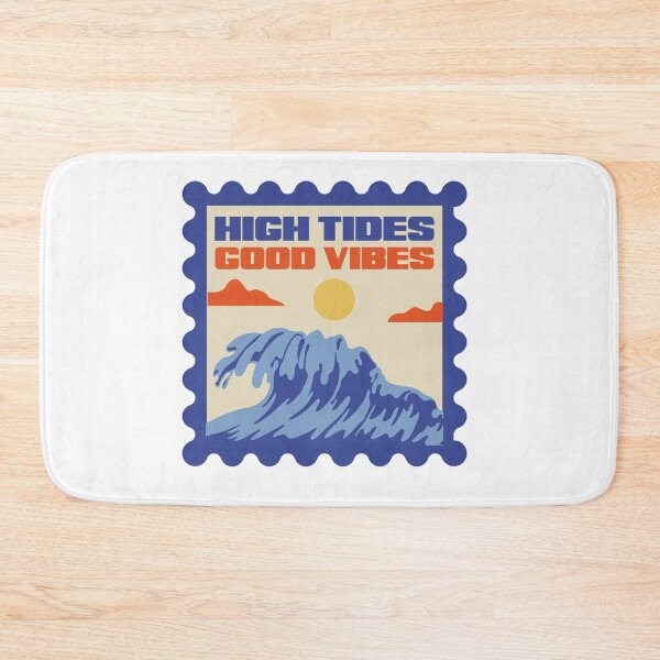 Item preview, High Tides Good Vibes Surf Stamp Print designed and sold by velorea.