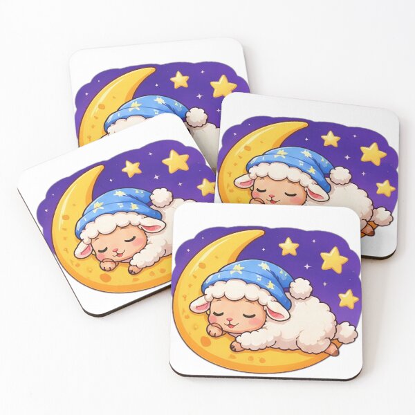 Item preview, Sleeping Lamb on Moon Kawaii Sticker designed and sold by DailyDoodlesBySumbul.