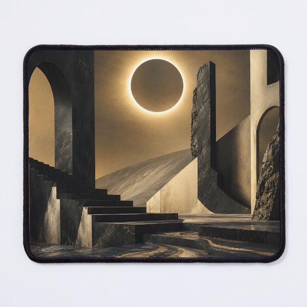 Item preview, Solar Eclipse Dark Marble Surreal Architecture Art designed and sold by Aureva Arts Shop.