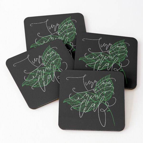 Item preview, Turn Over a New Leaf | Modern Calligraphy & Leaf Illustration designed and sold by knitted-strokes.