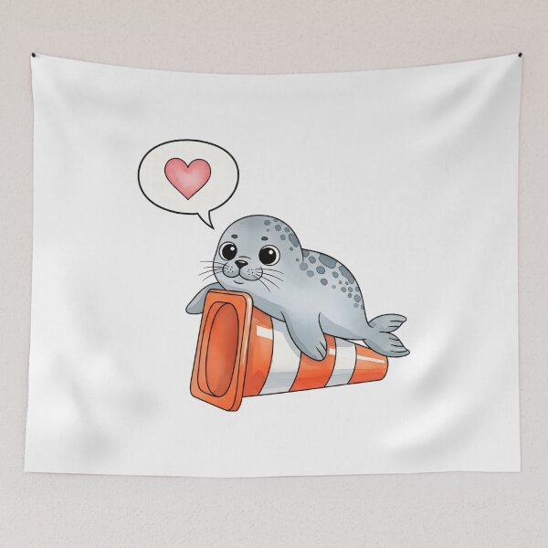 Item preview, Neil the Seal Loves Traffic Cones designed and sold by duduartwork.