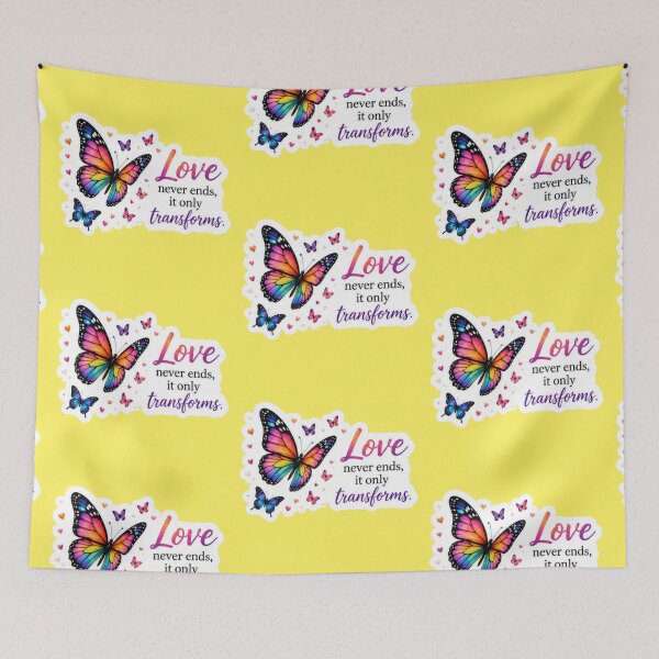 Item preview, Love Transforms Rainbow Butterfly - Vibrant Whimsical Quote Sticker designed and sold by Scro-Ciob-Shop.