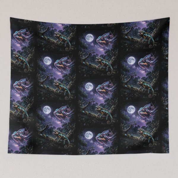 Item preview, Mystical Chameleon Cosmic Jungle Howling At Moon Reptile designed and sold by d247.