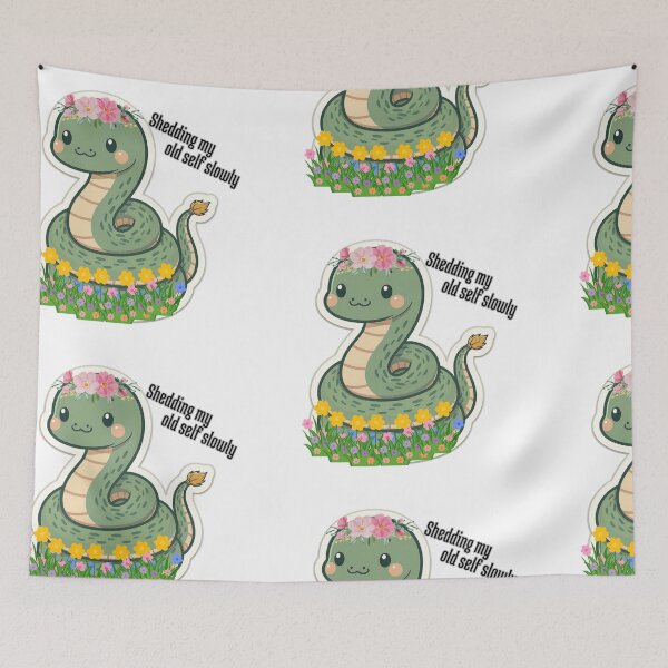 Item preview, Floral Kawaii Snake - Shedding My Old Self Slowly Spiritual Humor designed and sold by MildlyCosmic.