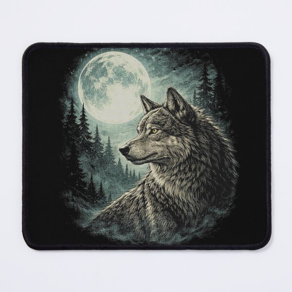 Item preview, Moonlit Wolf | Majestic Wolf Under the Full Moon Dark Forest designed and sold by SOUFIANE1991.