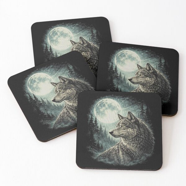 Item preview, Moonlit Wolf | Majestic Wolf Under the Full Moon Dark Forest  designed and sold by SOUFIANE1991.