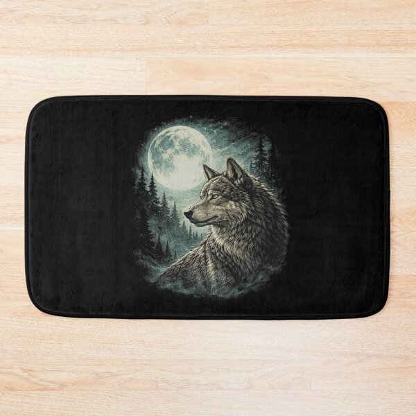 Item preview, Moonlit Wolf | Majestic Wolf Under the Full Moon Dark Forest  designed and sold by SOUFIANE1991.