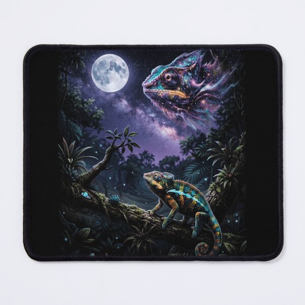 Item preview, Cosmic Chameleon Howling At Moon Moonlit Jungle Reptile Art designed and sold by d247.