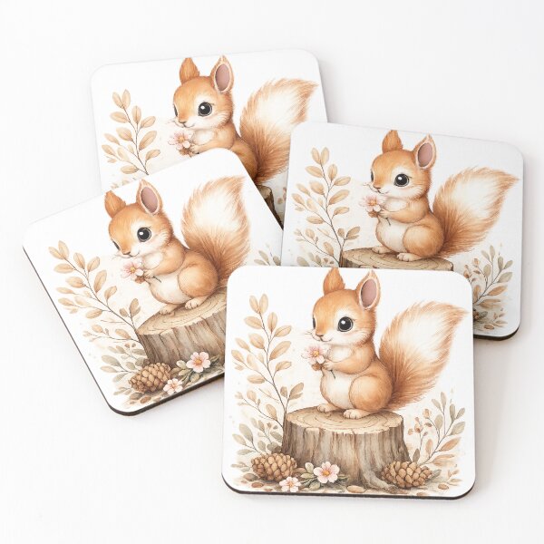 Item preview, Cute Baby Squirrel Floral Watercolor designed and sold by Reshmakhan.