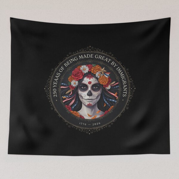 Item preview, 250 Years Made Great By Immigrants Patriotic Sugar Skull Lady for History Lovers designed and sold by Redgiant87x.
