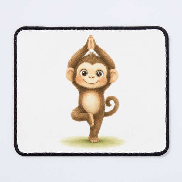Item preview, Tree Pose Monkey Yoga Watercolor Print designed and sold by YogiAnimalArt.