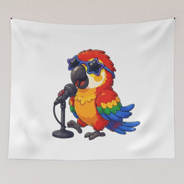 Item preview, Rockstar Singing Parrot Kawaii Sticker designed and sold by DailyDoodlesBySumbul.