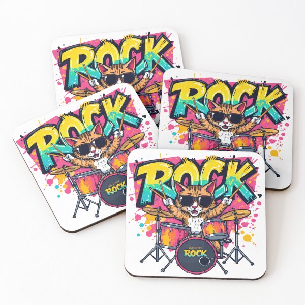 Item preview, Rock Cat Drummer designed and sold by ArtCraftLab.
