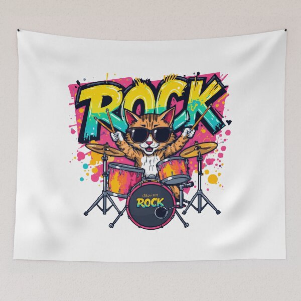 Item preview, Rock Cat Drummer designed and sold by ArtCraftLab.