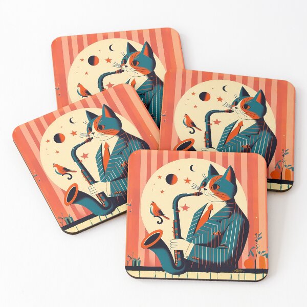 Item preview, Mid Century Hep Cat Playing Jazz Saxophone designed and sold by Lee Hiller Designs.