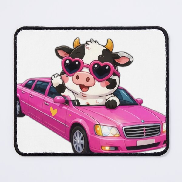 Item preview, Cute Cow Driving Pink Car Kawaii Sticke designed and sold by DailyDoodlesBySumbul.