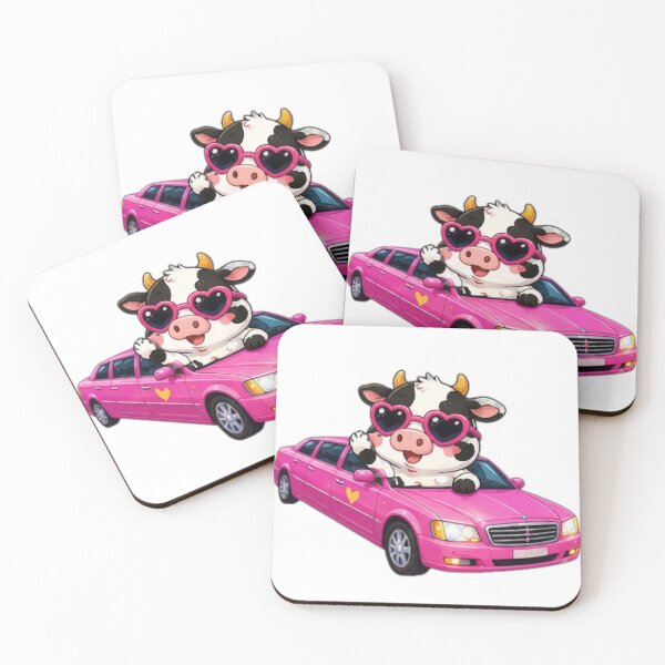 Item preview, Cute Cow Driving Pink Car Kawaii Sticke designed and sold by DailyDoodlesBySumbul.