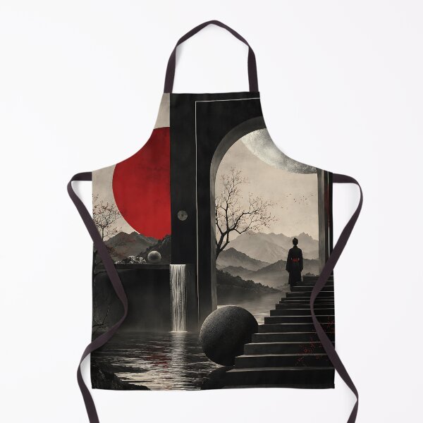 Item preview, Dark Japanese Surrealist Arch with Red Sun designed and sold by Aureva Arts Shop.