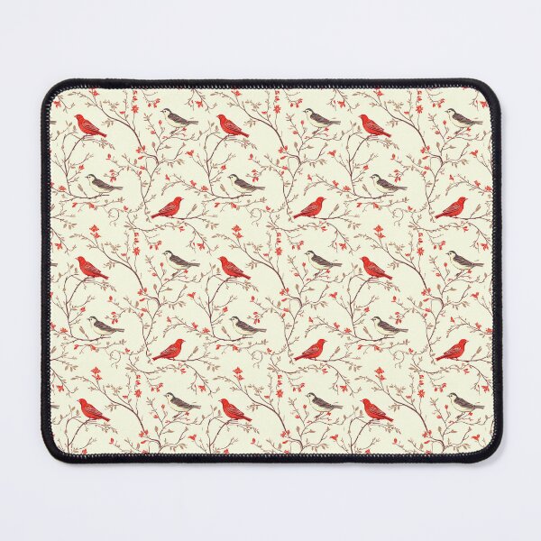 Item preview, Vintage Beige and Red Bird Pattern designed and sold by LouieVanille.