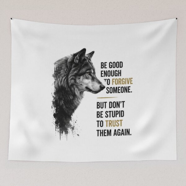 Item preview, Be Good Enough To Forgive - Muted Gold Wolf Mindset Sticker designed and sold by Scro-Ciob-Shop.