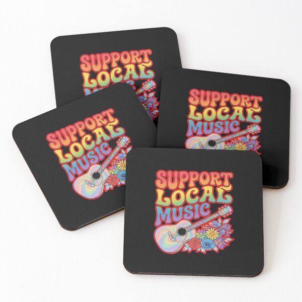 Item preview, Support Local Music Retro Groovy Acoustic Guitar designed and sold by creativerooney.