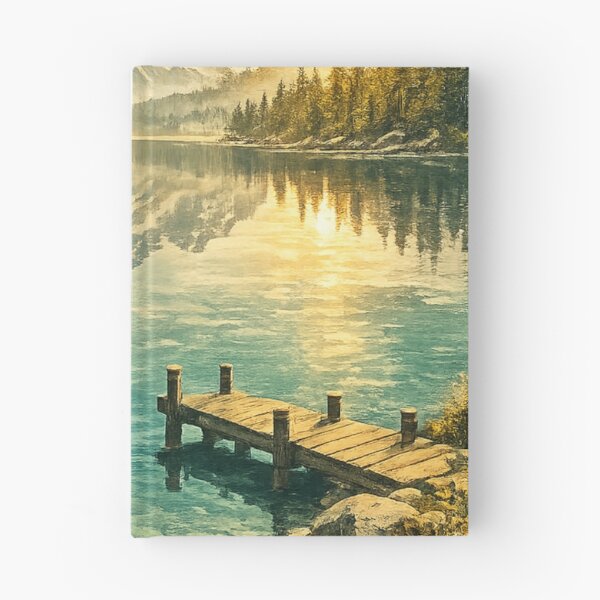 Item preview, Alpine Serenity: Snow Peak Lake Retreat With Wooden Dock Landscape designed and sold by irfanshikh.