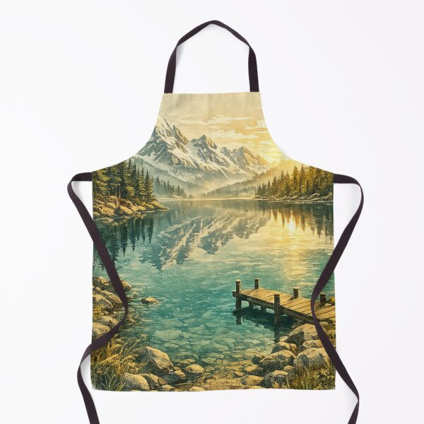 Item preview, Alpine Serenity: Snow Peak Lake Retreat With Wooden Dock Landscape designed and sold by irfanshikh.