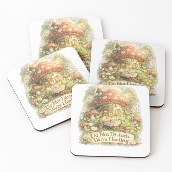 Item preview, Do Not Disturb, We're Healing – Cozy Frog Tea Party Mushroom Cottage Fairycore designed and sold by NarpLTD.